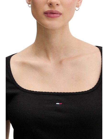 Tommy Hilfiger Jeans t-shirt femme noir col carré
