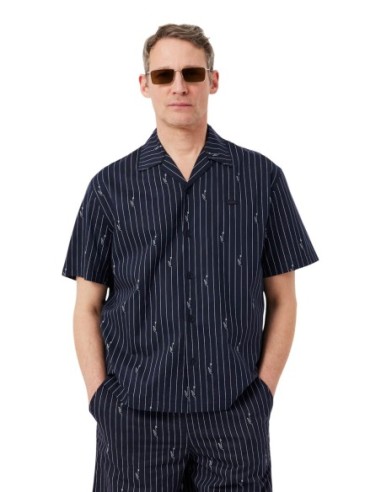 Lacoste chemise homme noire rayée