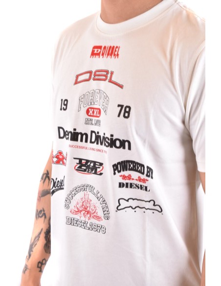 Diesel t-shirt homme blanc imprimé