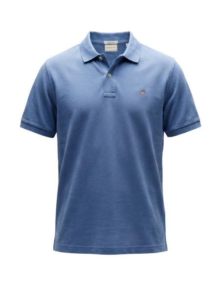 Polo Gant homme bleu azur coton stretch
