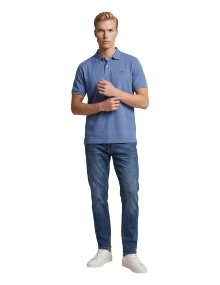 Polo Gant homme bleu azur coton stretch