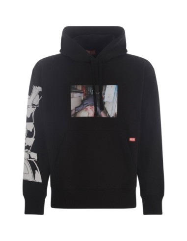 Sweat Diesel noir homme à capuche imprimé