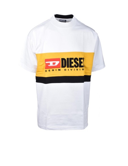 T-shirt Diesel blanc homme imprimé coton