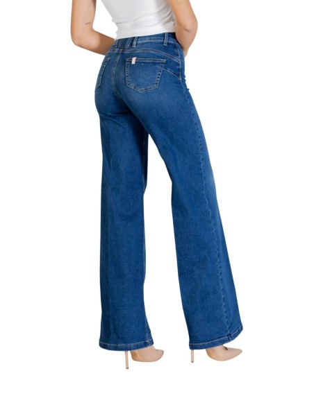 Pantalon Liu Jo femme bleu flare taille haute
