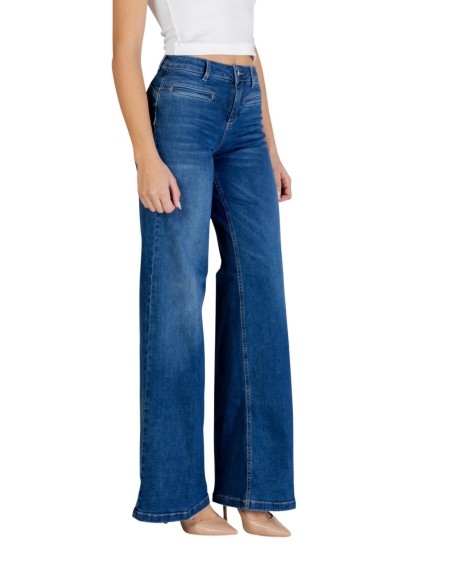Pantalon Liu Jo femme bleu flare taille haute