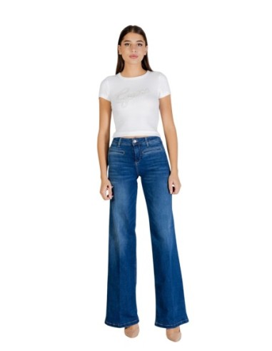 Pantalon Liu Jo femme bleu flare taille haute