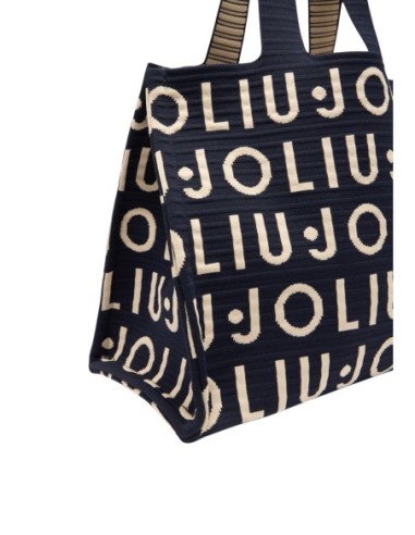 Sac cabas Liu Jo noir logo tricoté