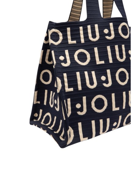Sac cabas Liu Jo noir logo tricoté