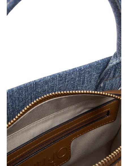 Liu Jo Sac à main femme coton – Bleu azur 25,5x20