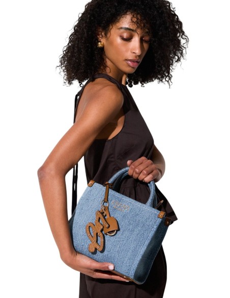 Liu Jo Sac à main femme coton – Bleu azur 25,5x20