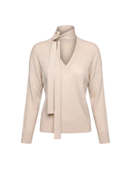 Liu Jo Pull femme beige col V – Manches longues