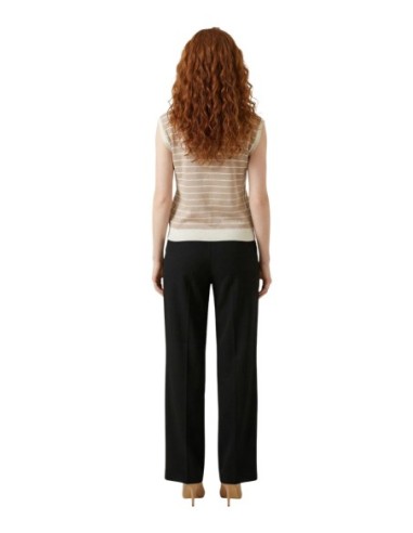 Liu Jo Blouse femme beige rayures col V