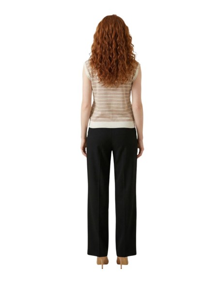 Liu Jo Blouse femme beige rayures col V