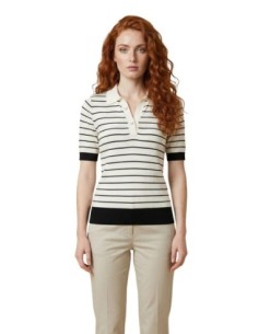 Liu Jo Polo femme blanc rayures col V
