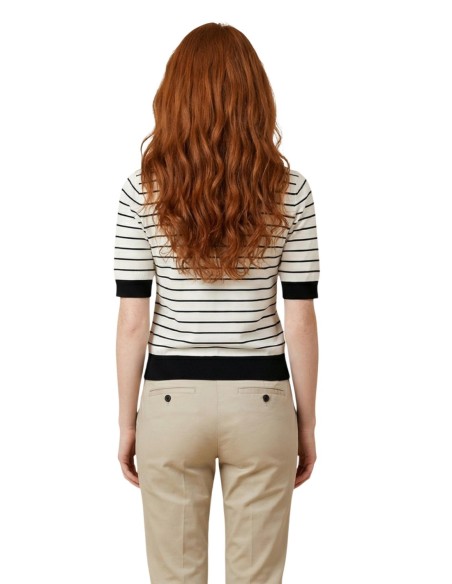 Liu Jo Polo femme blanc rayures col V