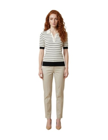 Liu Jo Polo femme blanc rayures col V