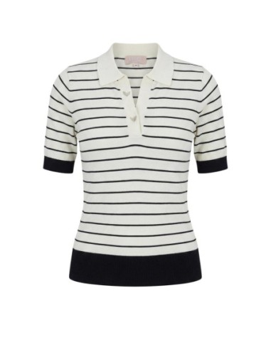 Liu Jo Polo femme blanc rayures col V