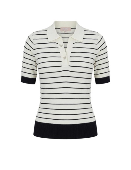 Liu Jo Polo femme blanc rayures col V