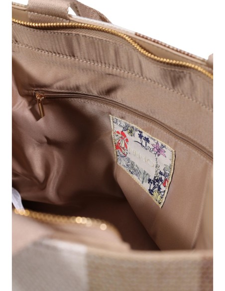 Liu Jo Sac à main femme beige rayures – Coton 30x15