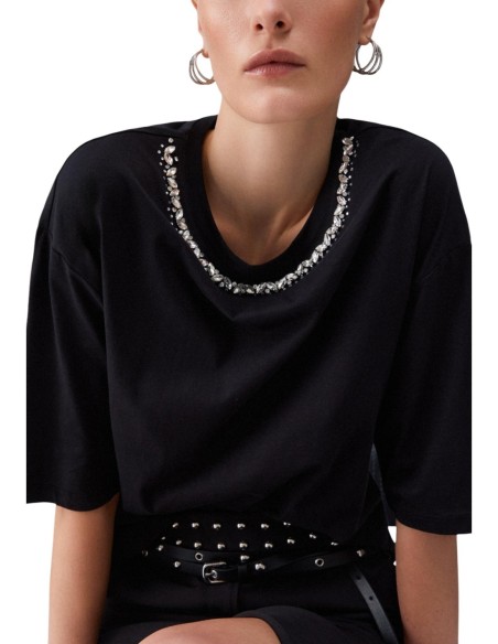 Liu Jo T-shirt femme noir strass – Coton