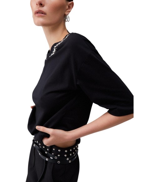 Liu Jo T-shirt femme noir strass – Coton