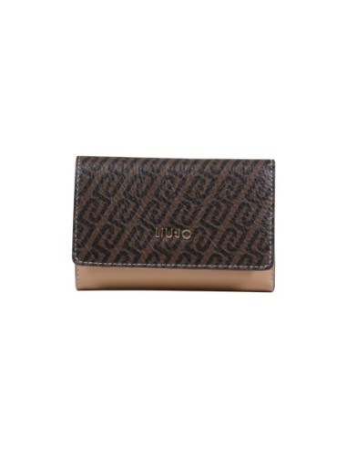 Liu Jo Portefeuille femme marron imprimé – Fermeture bouton