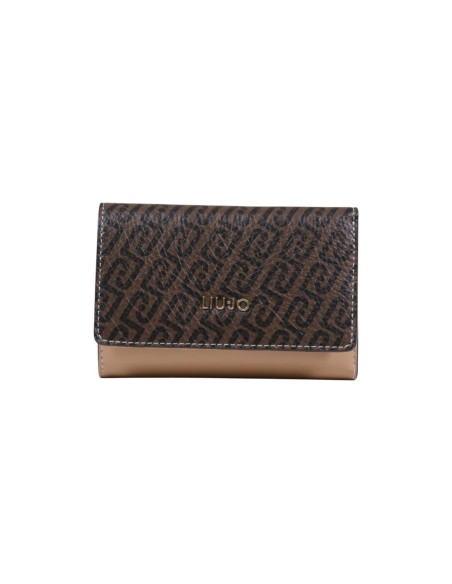 Liu Jo Portefeuille femme marron imprimé – Fermeture bouton