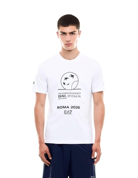 EA7 T-shirt homme blanc imprimé – Coton stretch