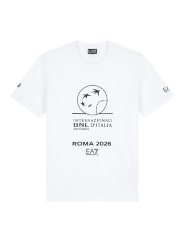 EA7 T-shirt homme blanc imprimé – Coton stretch