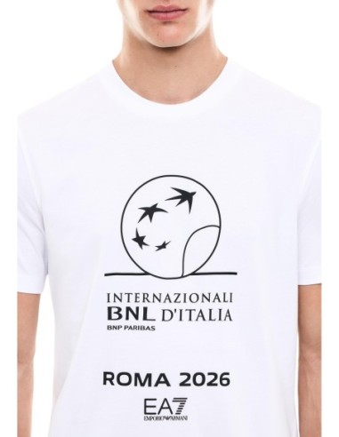 EA7 T-shirt homme blanc imprimé – Coton stretch