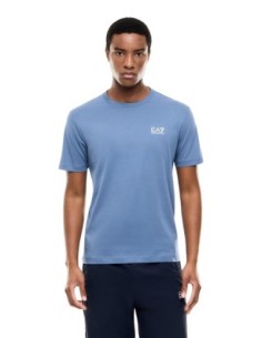 EA7 T-shirt homme bleu azur – 100% coton