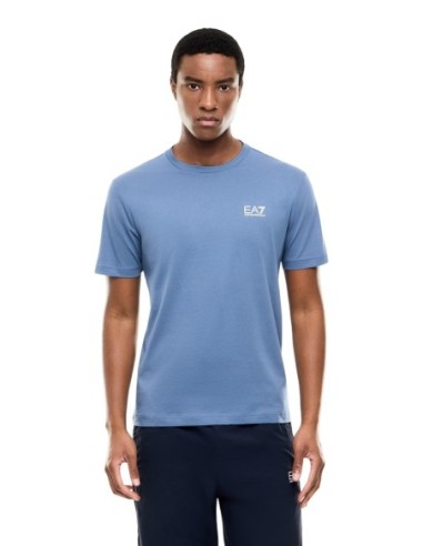 EA7 T-shirt homme bleu azur – 100% coton