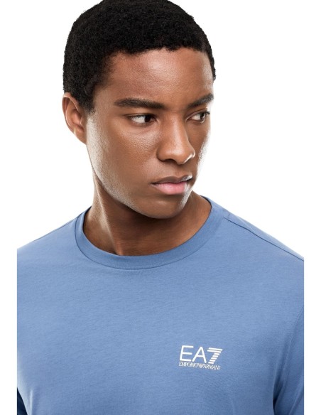 EA7 T-shirt homme bleu azur – 100% coton