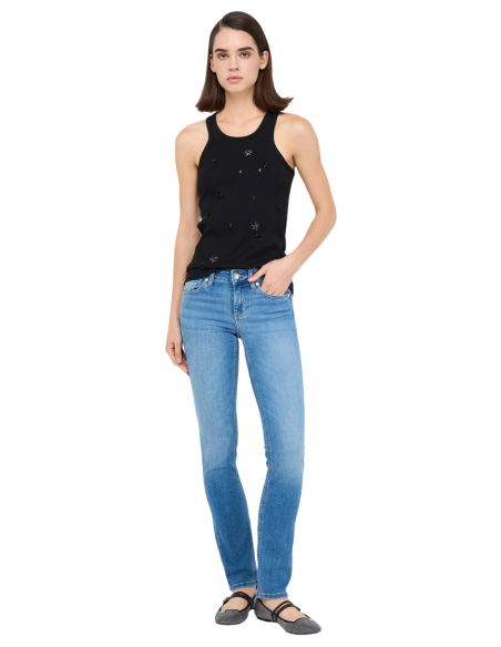 Liu Jo Jean femme bleu – Coton stretch, zip & bouton