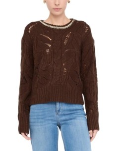 Liu Jo Pull femme marron strass – Acrylique & laine