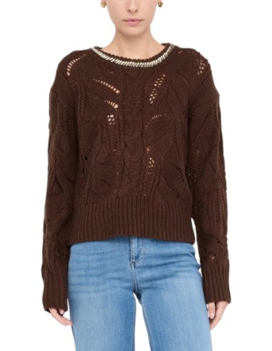 Liu Jo Pull femme marron strass – Acrylique & laine