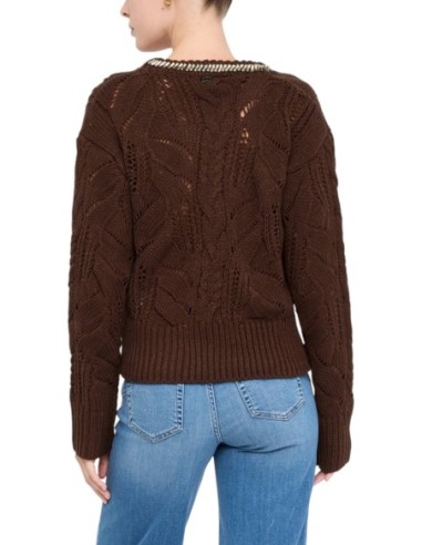 Liu Jo Pull femme marron strass – Acrylique & laine