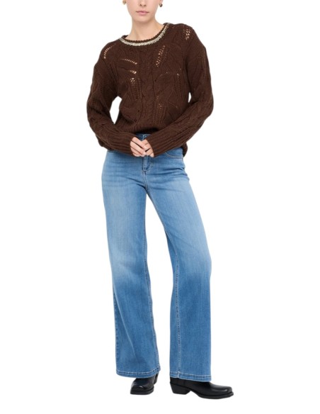 Liu Jo Pull femme marron strass – Acrylique & laine