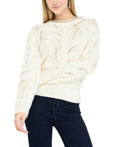 Liu Jo Pull femme blanc strass – Acrylique & laine