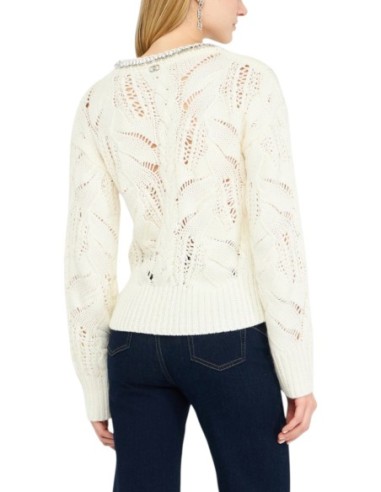 Liu Jo Pull femme blanc strass – Acrylique & laine