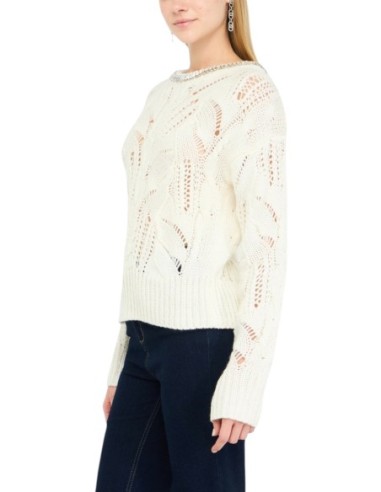 Liu Jo Pull femme blanc strass – Acrylique & laine