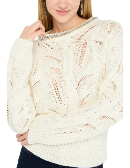 Liu Jo Pull femme blanc strass – Acrylique & laine