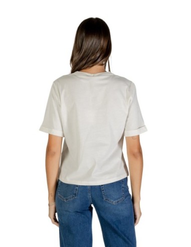 Liu Jo T-shirt femme blanc col V strass – Coton