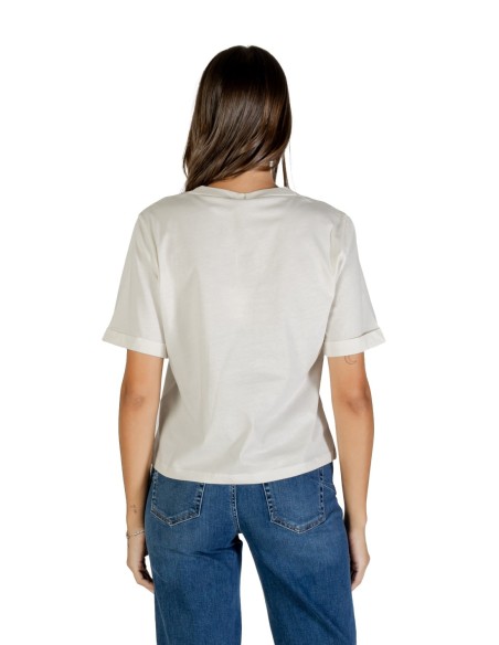 Liu Jo T-shirt femme blanc col V strass – Coton