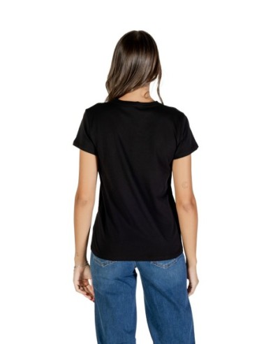 Liu Jo T-shirt femme noir imprimé col V – Poche