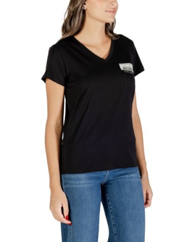 Liu Jo T-shirt femme noir imprimé col V – Poche