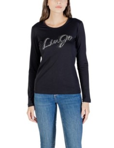 Liu Jo T-shirt femme noir imprimé manches longues – Coton
