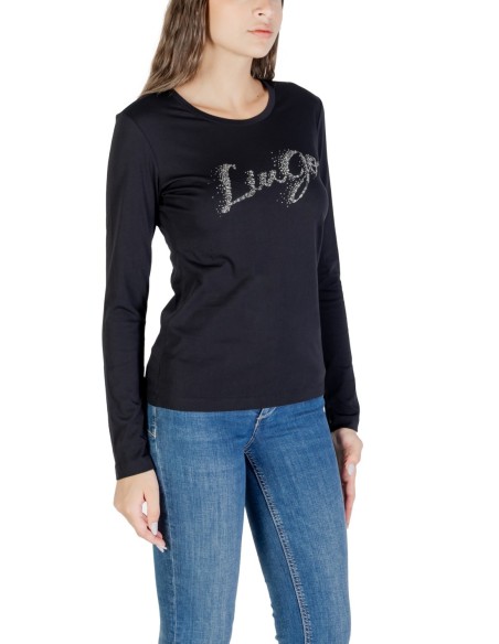 Liu Jo T-shirt femme noir imprimé manches longues – Coton
