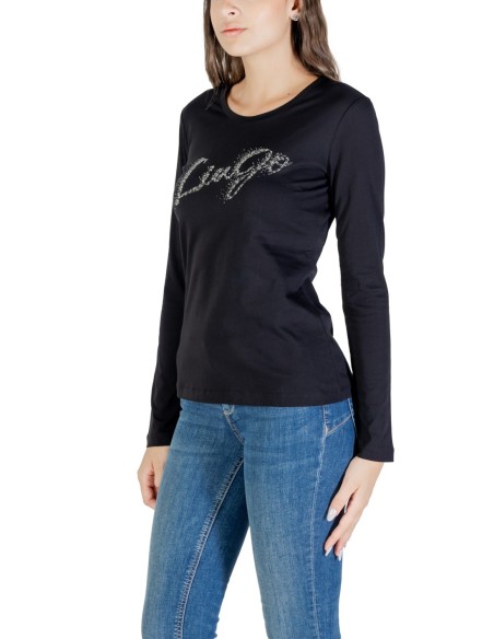 Liu Jo T-shirt femme noir imprimé manches longues – Coton