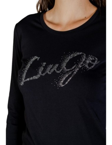 Liu Jo T-shirt femme noir imprimé manches longues – Coton